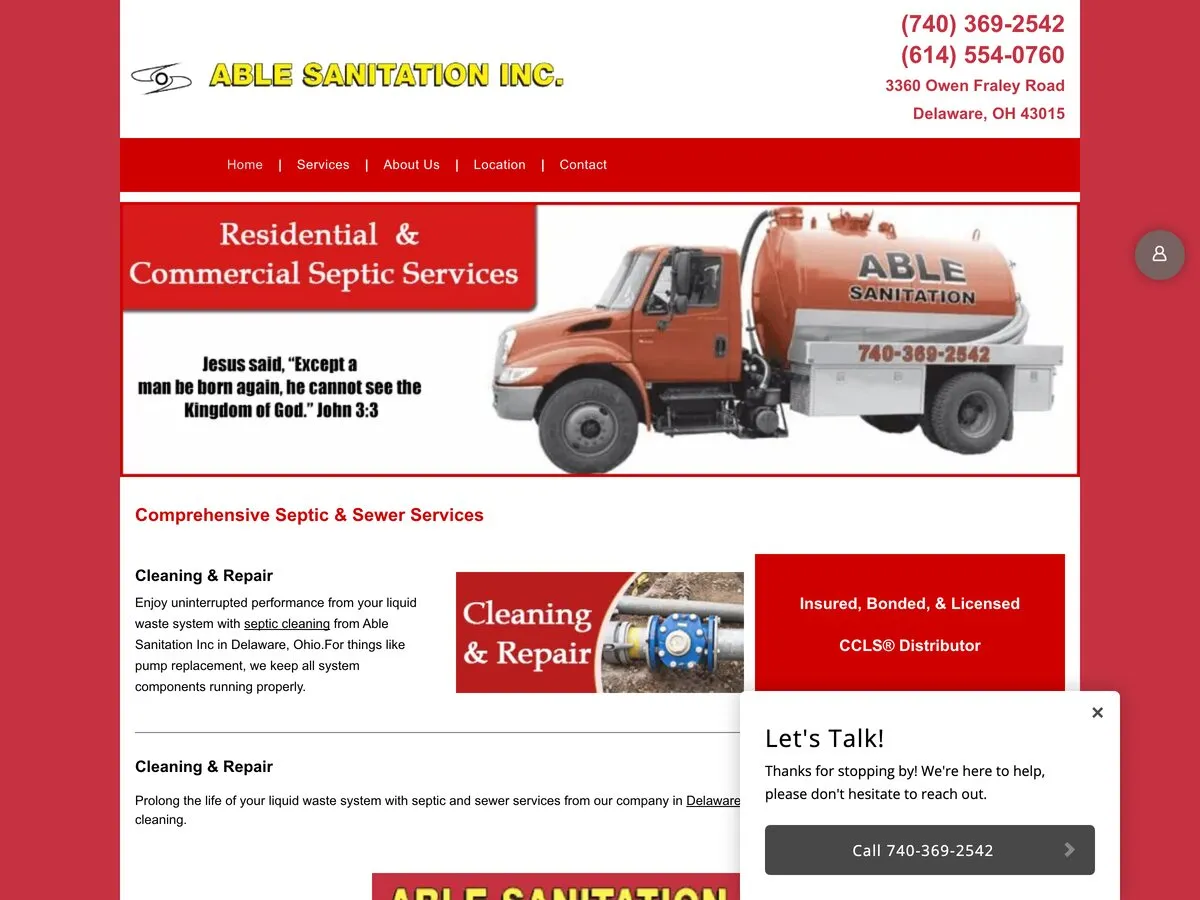The current Able Sanitation website
