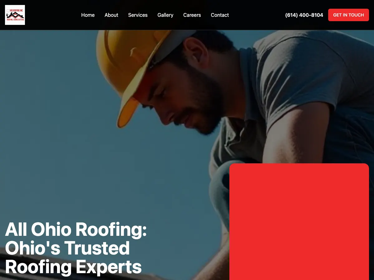 The current All Ohio Roofing website