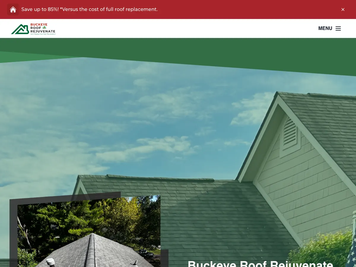 The current Buckeye Roof Rejuvenate website