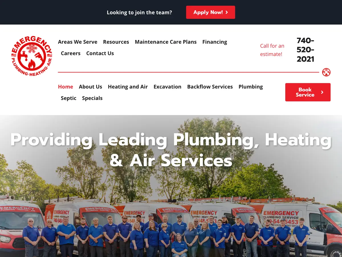 The current Emergency Plumbing Heating & Air website