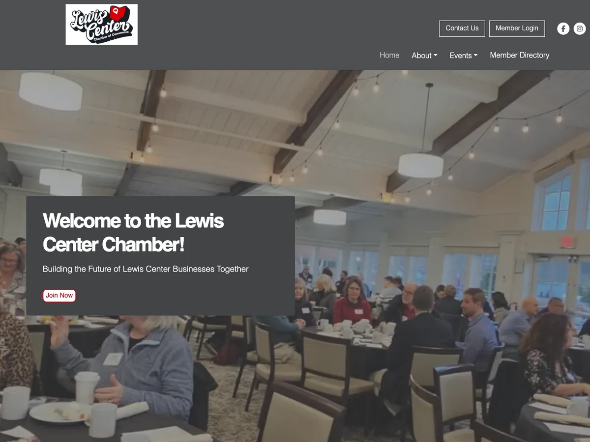 The current Lewis Center Chamber of Commerce website