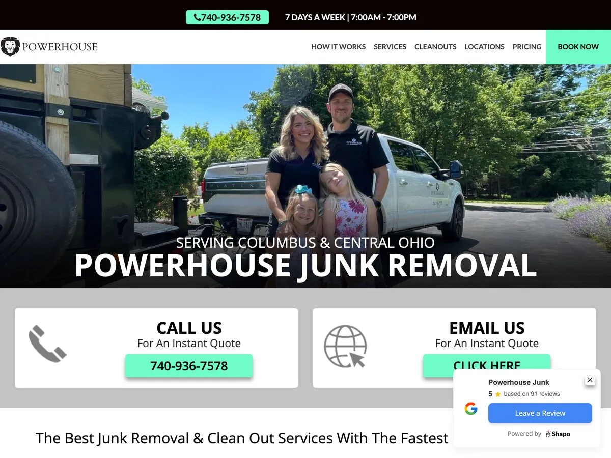 The current Powerhouse Junk Removal website