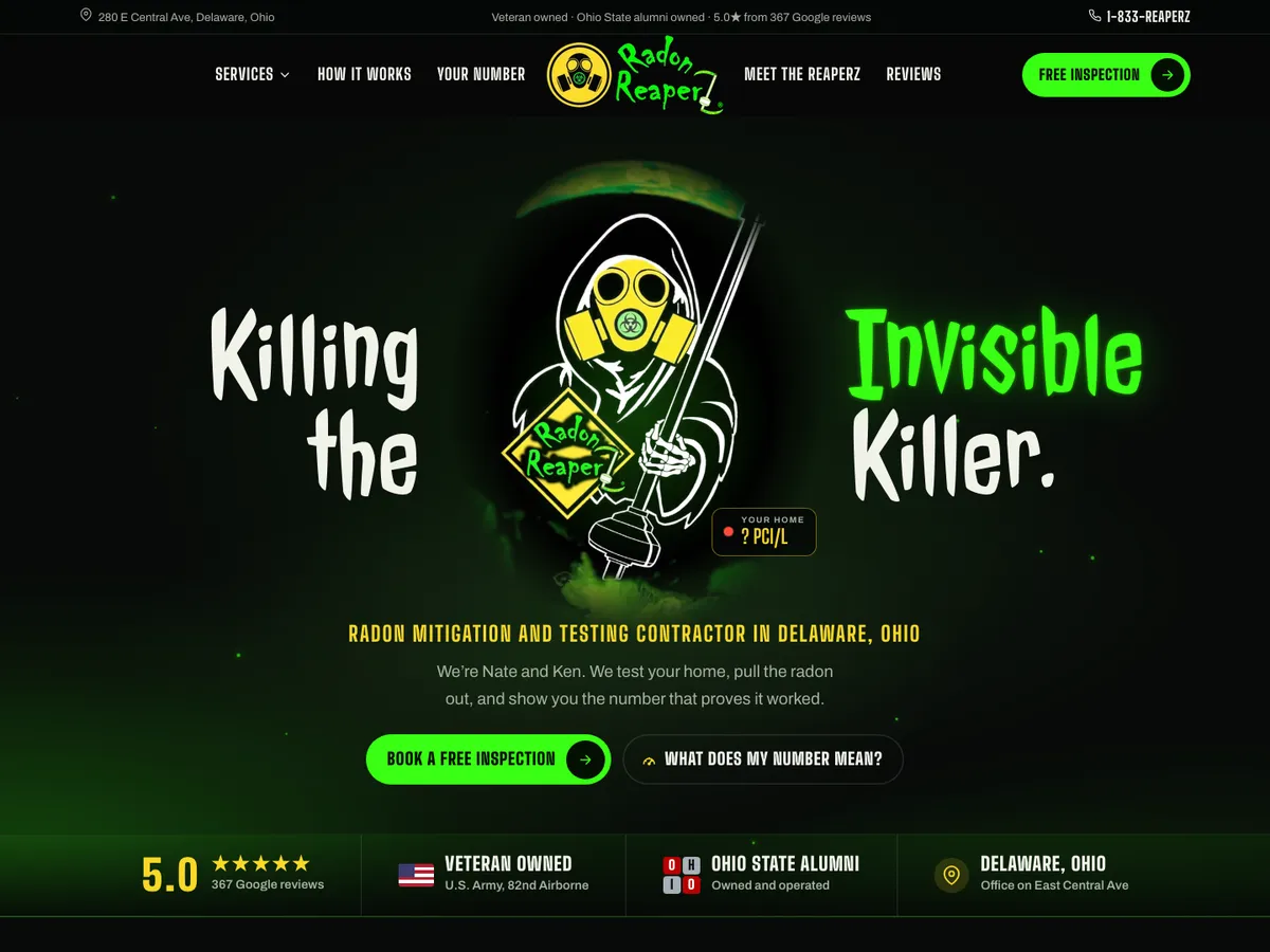 Concept homepage we designed for Radon Reaperz