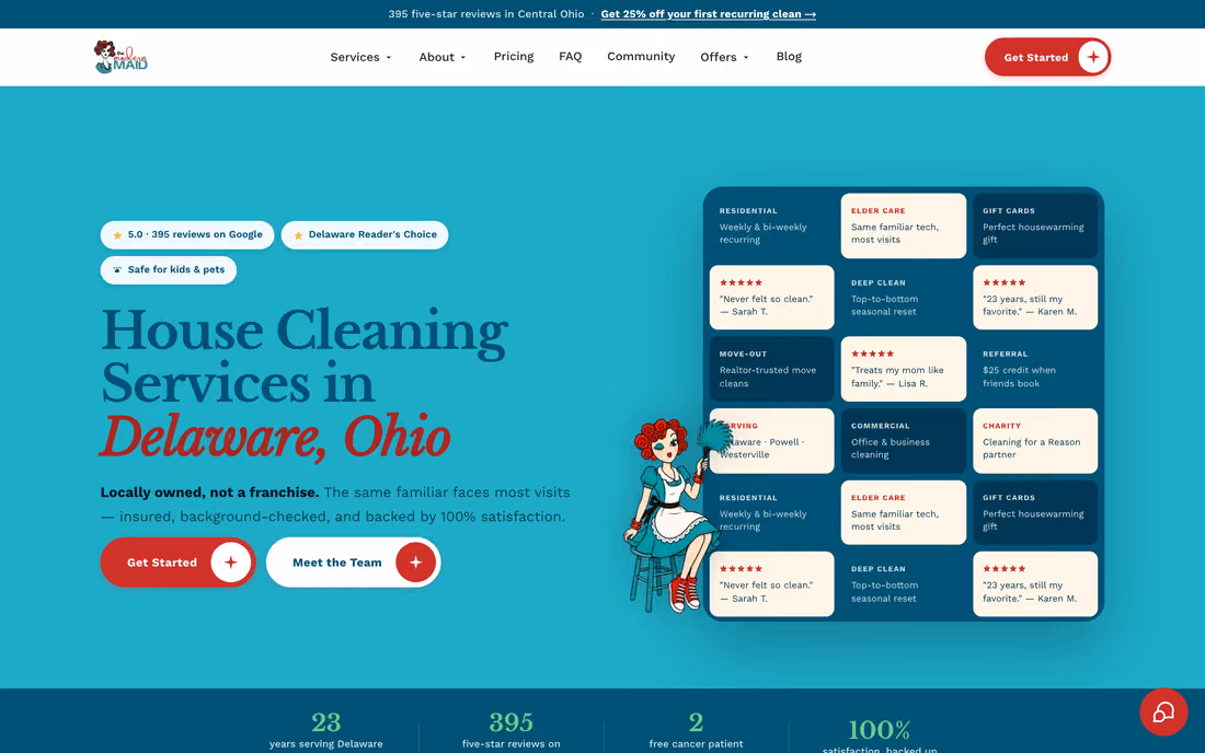 The The Modern Maid website homepage