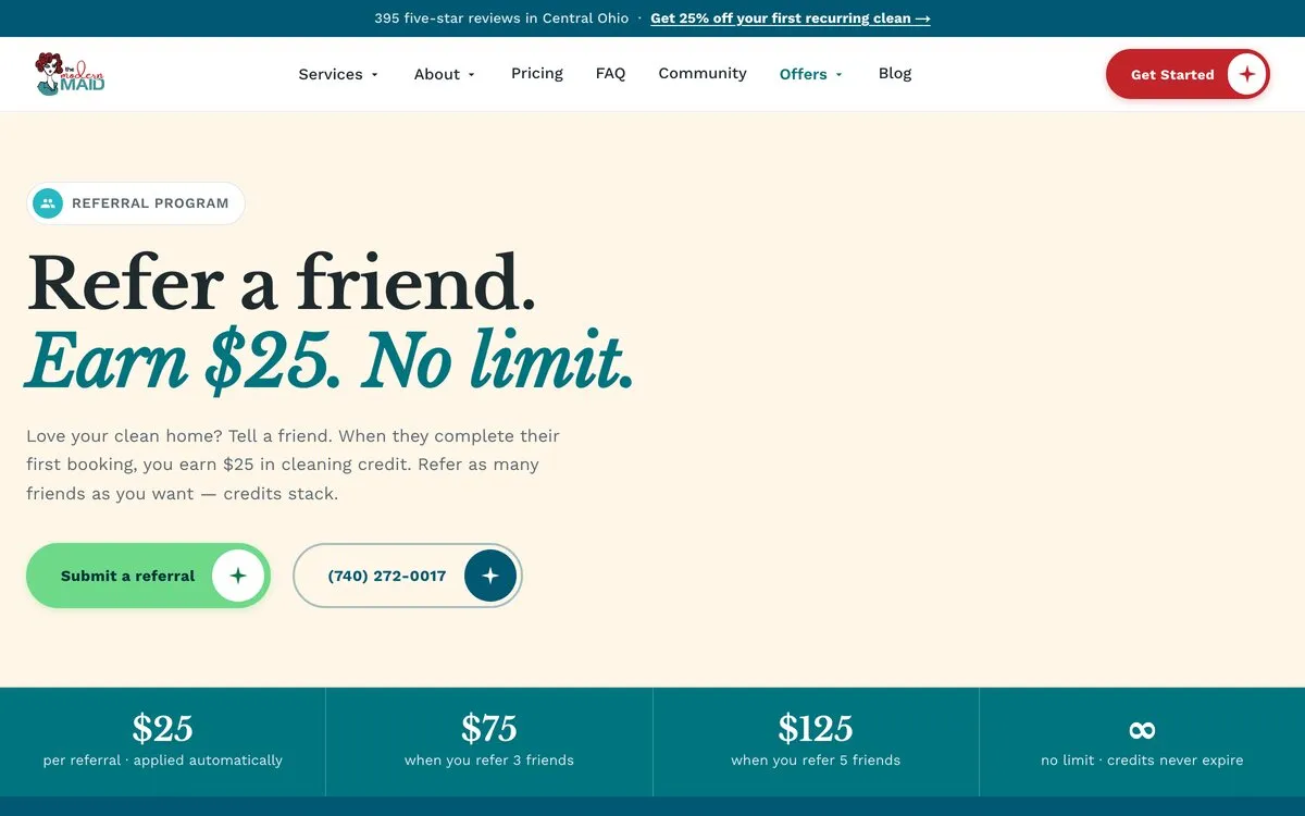 The Modern Maid referral program